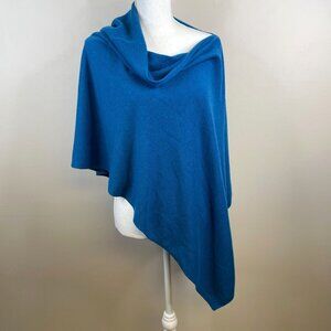 Cashmere Women Poncho Shawl Wrap Sweater OS Teal Blue Versatile Soft Cozy Travel